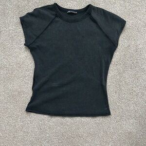 Zara Ribbed Black Top
